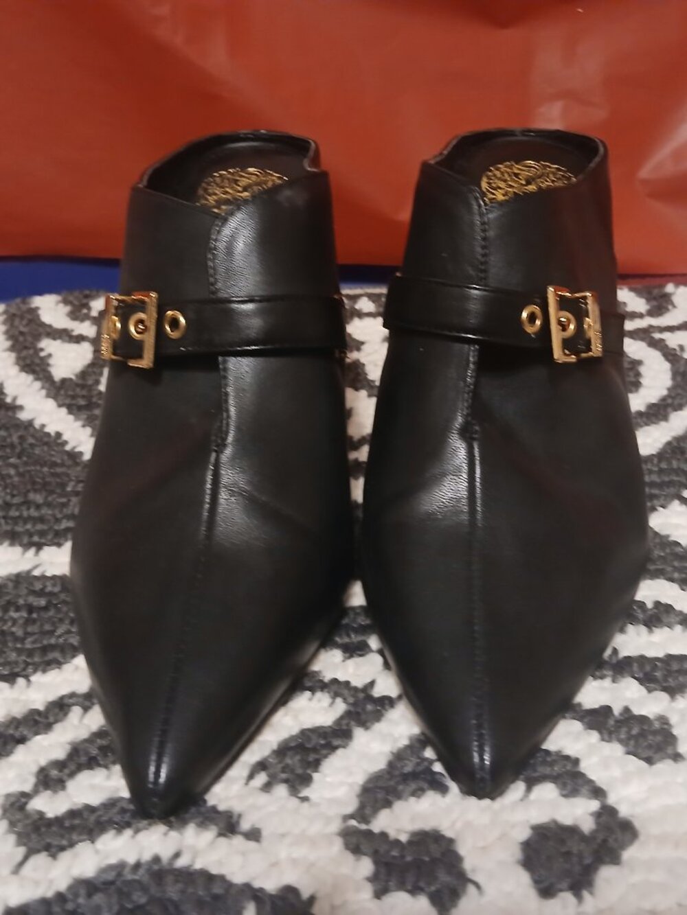 Vince Camuto Black Leather Mule Heels